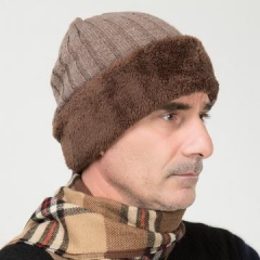 翻邊加絨毛線帽 雙層加厚男女針織帽 秋冬季保暖老人帽子